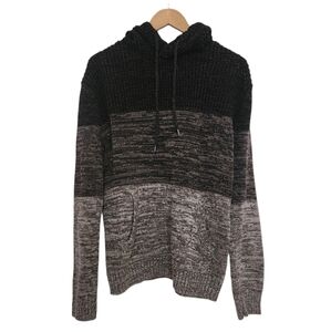 Retrofit Vintage  Black & Gray Color Block Men's Pullover Hoodie  Size L